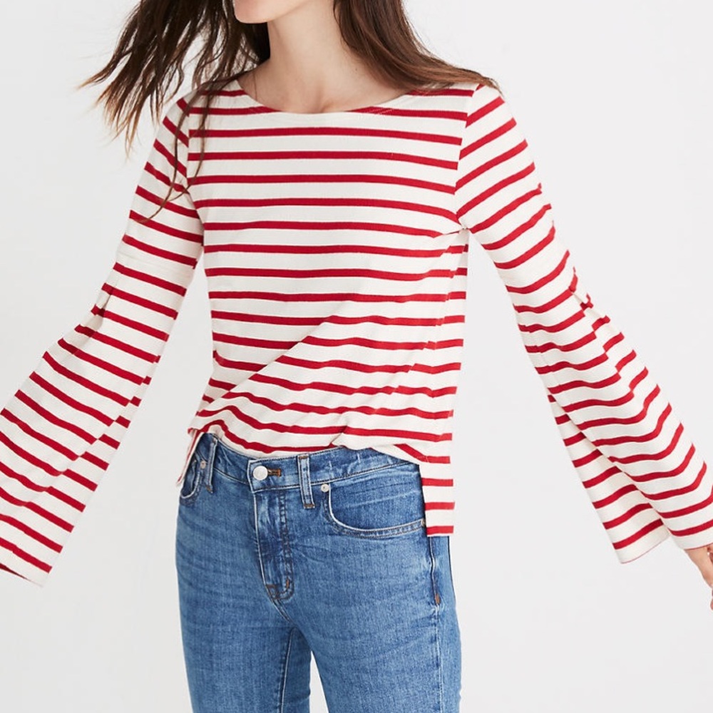 Madewell x Armor Lux Flare Sleeve Top Size M